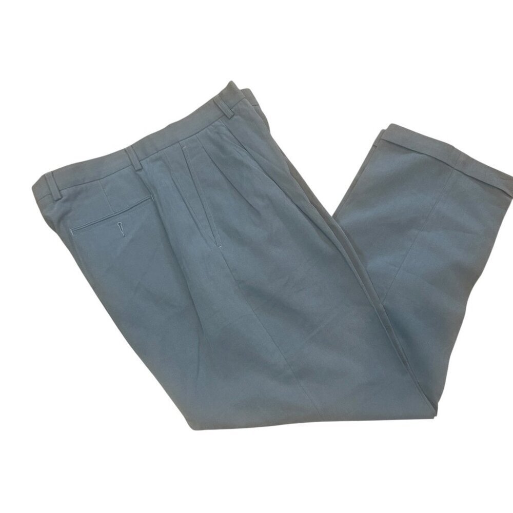 John W. Nordstrom Men's Pleated Pants Vintage Sage Green Pleated Cuffed 36/30